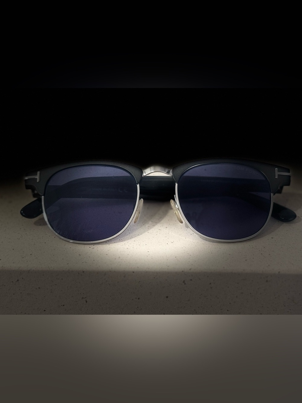 Tom Ford LURENT Black Frame Sunglasses with Dark Blue Lenses